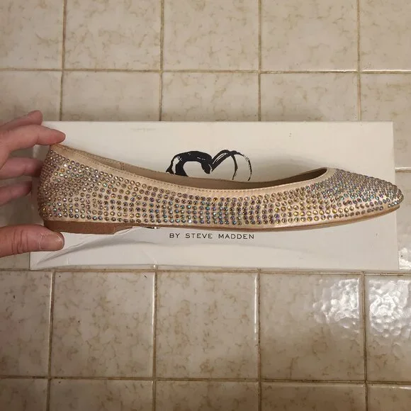 Steve Madden Rhinestone Flats (Very low heel) I-Dreemy Blush Mult Size 9.5 - Picture 15 of 16
